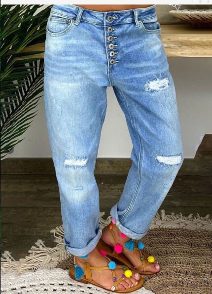 Jeans Jeans taille haute Jeans d'été Jeans slim amples Pantalons droits Daddy