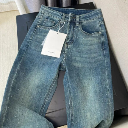 Jean skinny bleu rétro pour femme