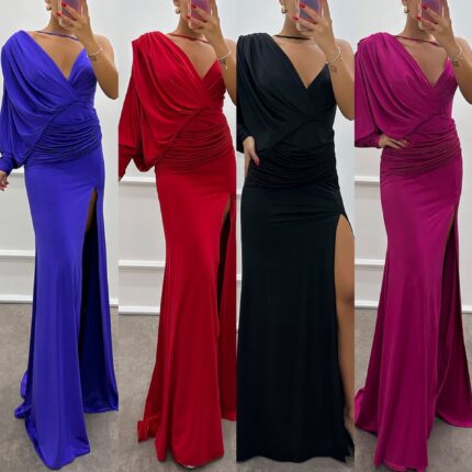 Robe sexy à col en V et design tendance