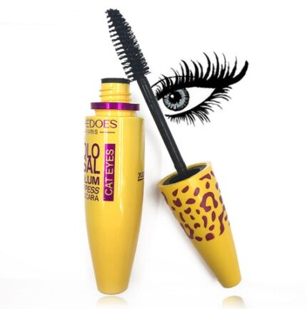 Mascara de croissance en tube jaune en forme de léopard, mascara épais et recourbant, waterproof