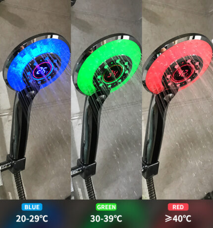 Pommeau de douche LED réglable à 3 modes et 3 couleurs, capteur de température, arroseur de bain RVB, pommeau de douche de salle de bain