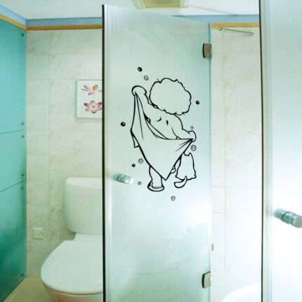 Sticker mural sculpté pour salle de bain avec baby shower
