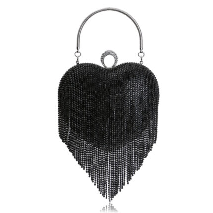 Sac de dîner à pompons assortis pour femme, couleur pure