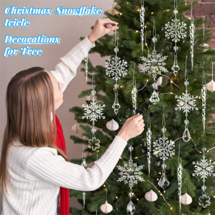Lot de 10 pendentifs à suspendre pour sapin de Noël, bande de glace en acrylique, décoration de plafond de neige, décoration de Noël, nouvel an, décoration d'intérieur