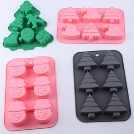 Moules de Noël en silicone de forme carrée, 6 pièces, pour pâtisserie DIY