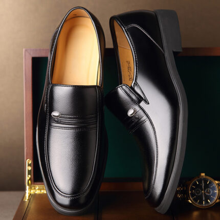 Chaussures en cuir rehaussantes pour hommes, grandes tailles