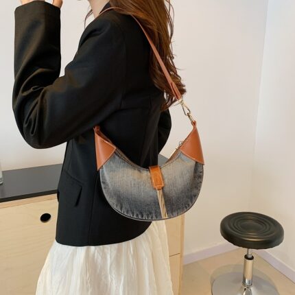 Sac bandoulière Selenodont en denim rétro contrasté