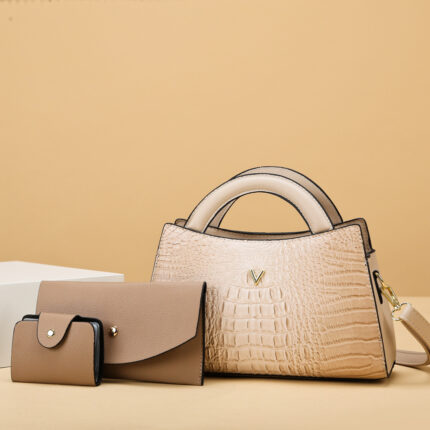 Sac à main bandoulière en cuir motif crocodile pour femme