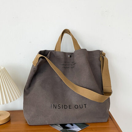 Sac à main en toile épaisse lavée à bandoulière