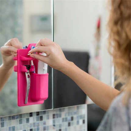 Porte-brosse à dents multifonctionnel en silicone, miroir mural puissant, support de rangement de dentifrice à ventouse, organisateur de salle de bain pour douche