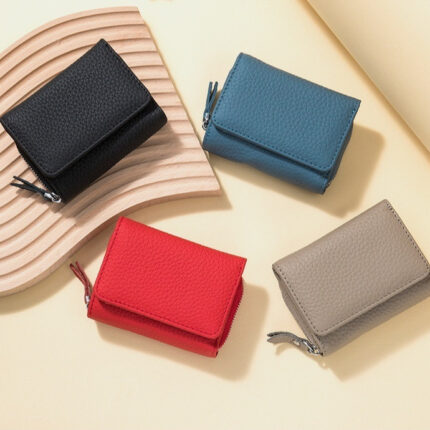 Portefeuille mini RFID en cuir à trois volets pour femme, grande capacité de rangement