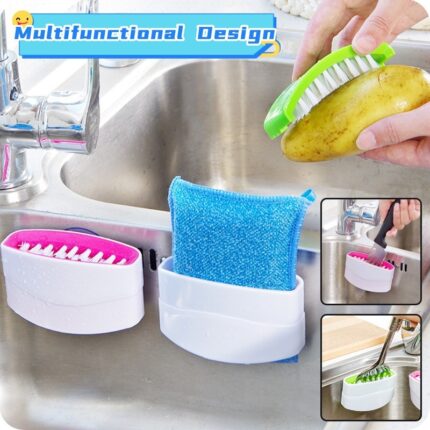 Brosse de nettoyage créative pour couteaux, fourchettes et baguettes avec ventouse pour fruits et légumes